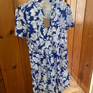 Boden Blue & White Floral Midi Dress